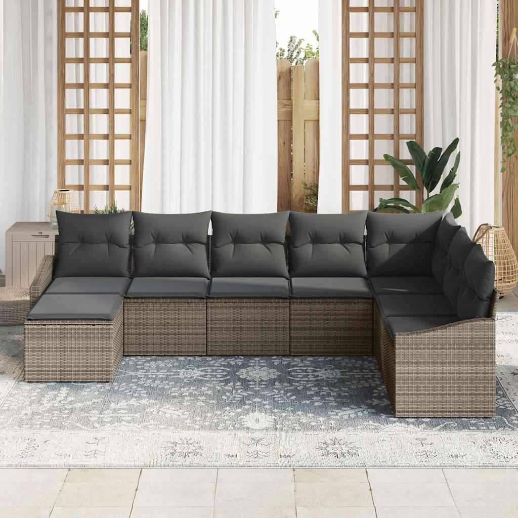 Bankstel met kussen 8 pcs Grijs poly rattan is nu te koop bij PeponiXL, paradijselijk wonen!