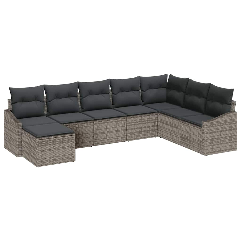 Bankstel met kussen 8 pcs Grijs poly rattan is nu te koop bij PeponiXL, paradijselijk wonen!