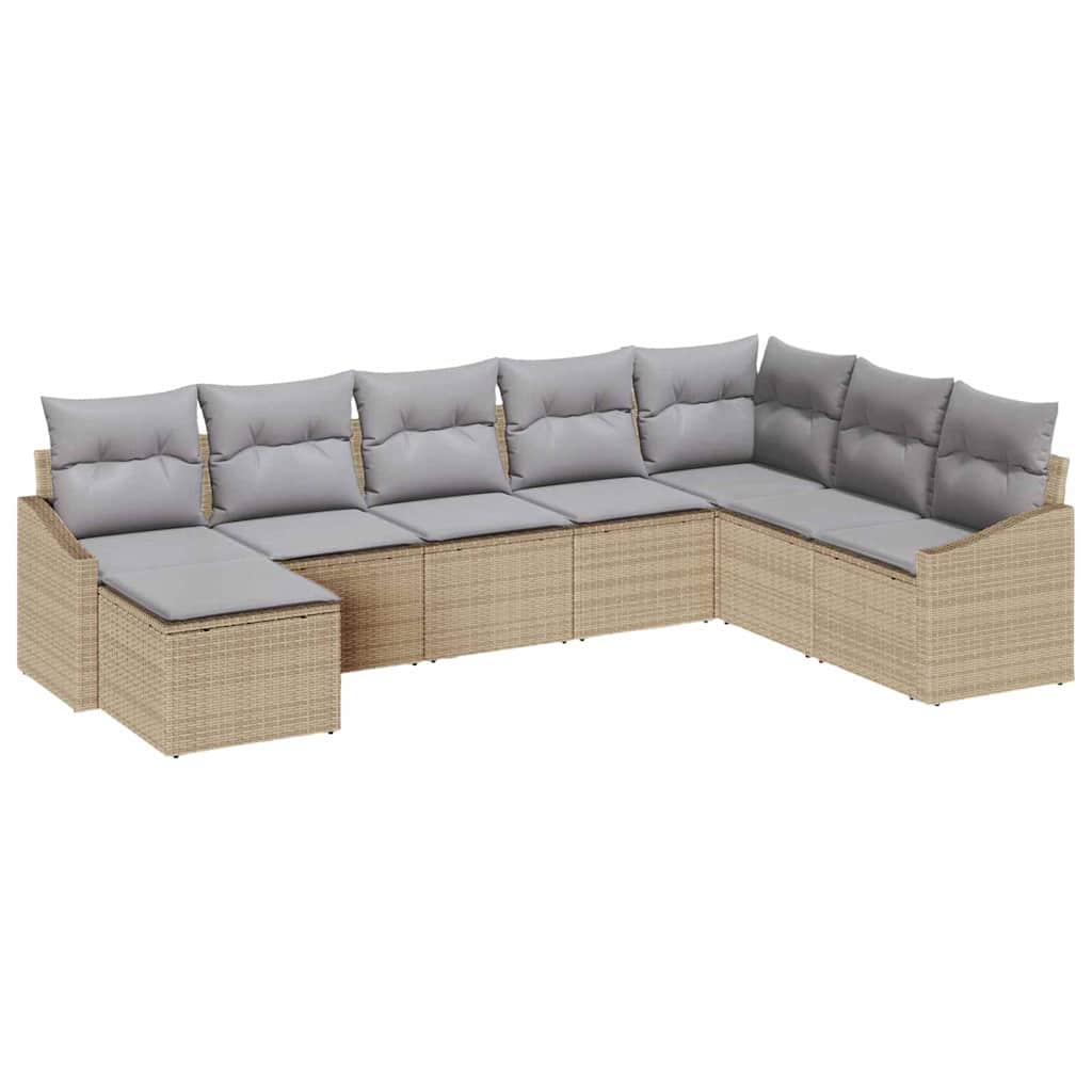 Bankstel met kussen 8 pcs Beige poly rattan is nu te koop bij PeponiXL, paradijselijk wonen!