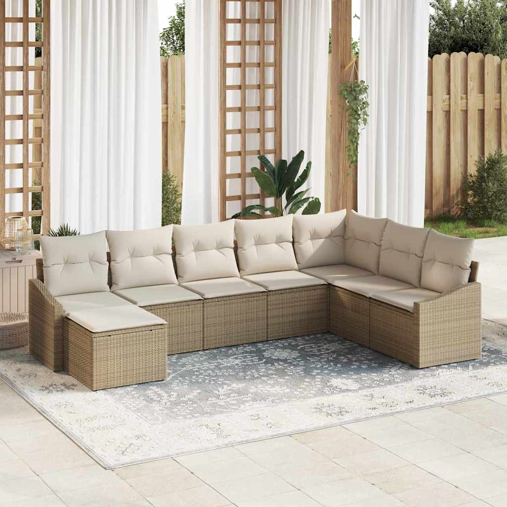 Bankstel met kussen 8 pcs Beige poly rattan is nu te koop bij PeponiXL, paradijselijk wonen!