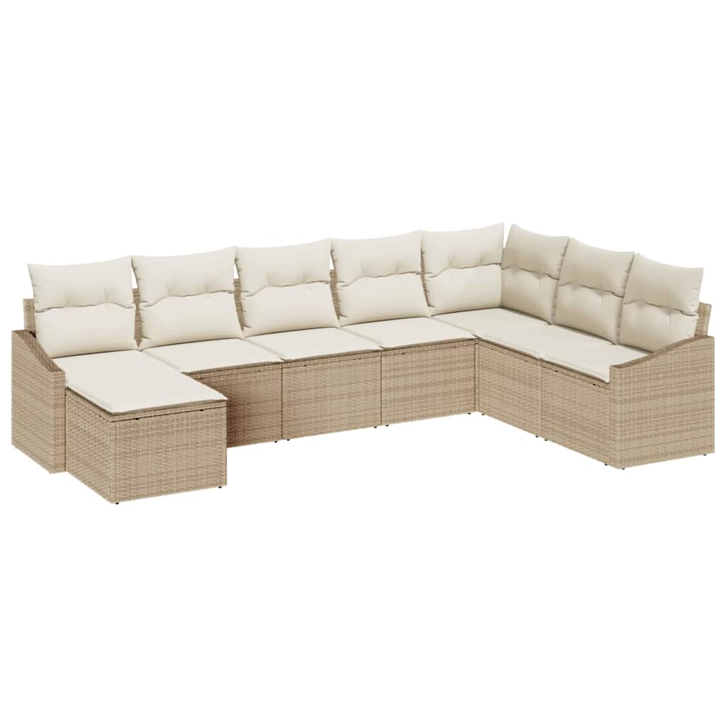 Bankstel met kussen 8 pcs Beige poly rattan is nu te koop bij PeponiXL, paradijselijk wonen!
