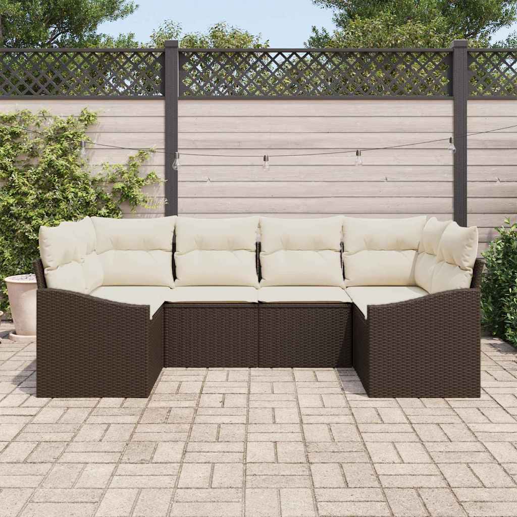 Bankstel met kussen 6 pcs Bruin poly rattan is nu te koop bij PeponiXL, paradijselijk wonen!