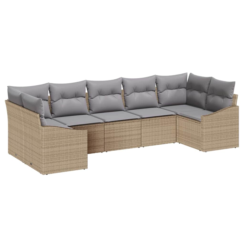 Bankstel met kussen 7 pcs Beige poly rattan is nu te koop bij PeponiXL, paradijselijk wonen!