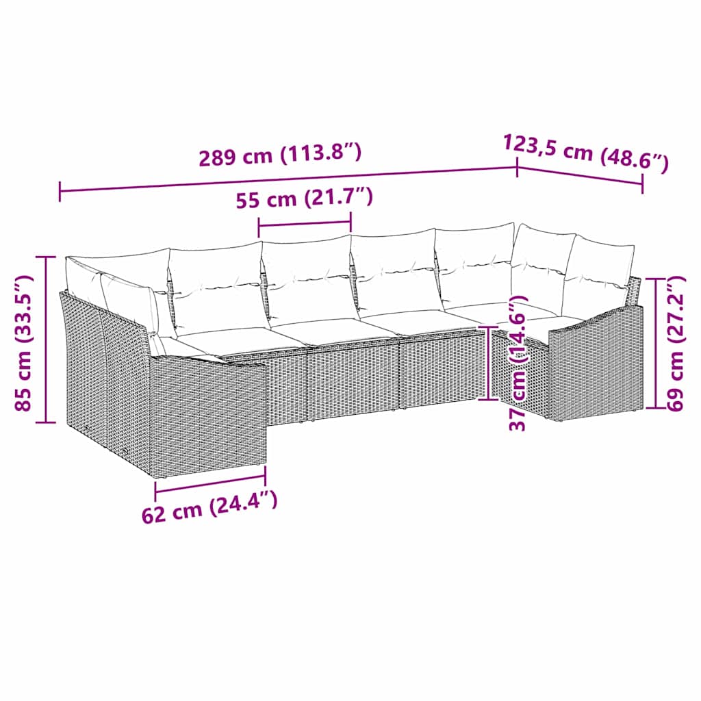 Bankstel met kussen 7 pcs Lichtgrijs poly rattan is nu te koop bij PeponiXL, paradijselijk wonen!