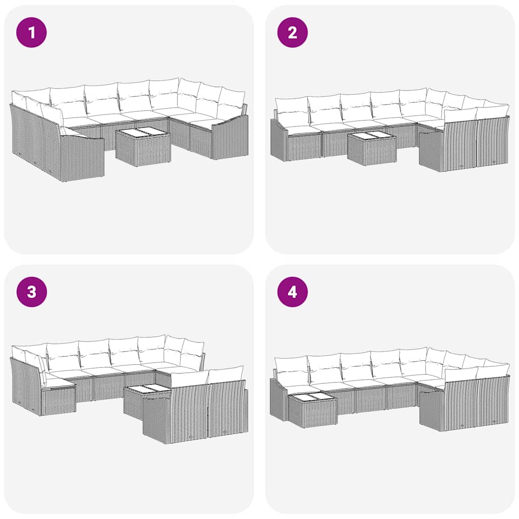 Bankstel met kussen 10 pcs Lichtgrijs poly rattan is nu te koop bij PeponiXL, paradijselijk wonen!