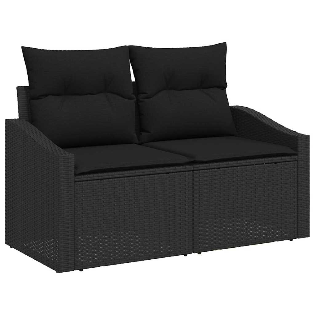 Bankstel met kussen 10 pcs Zwart poly rattan is nu te koop bij PeponiXL, paradijselijk wonen!