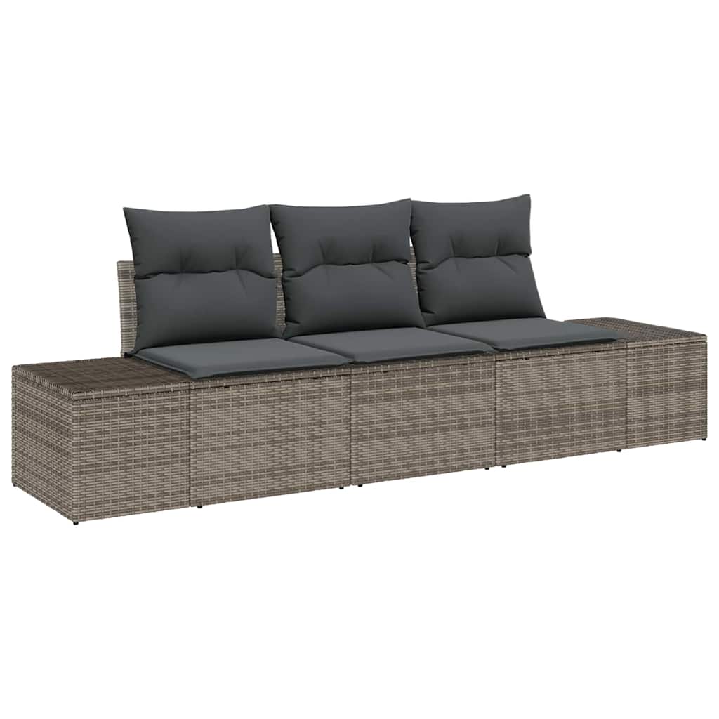 Bankstel met kussen 3 pcs Grijs poly rattan is nu te koop bij PeponiXL, paradijselijk wonen!