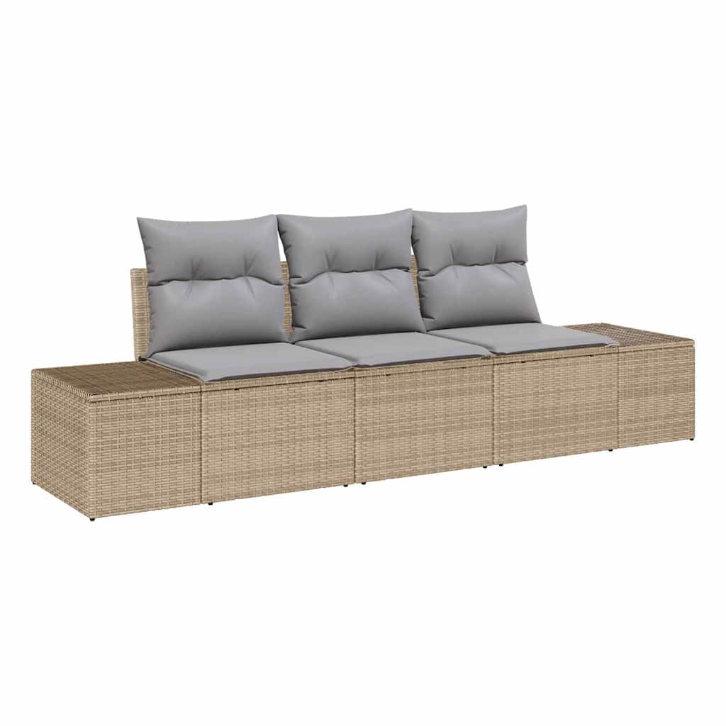 Bankstel met kussen 3 pcs Beige poly rattan is nu te koop bij PeponiXL, paradijselijk wonen!