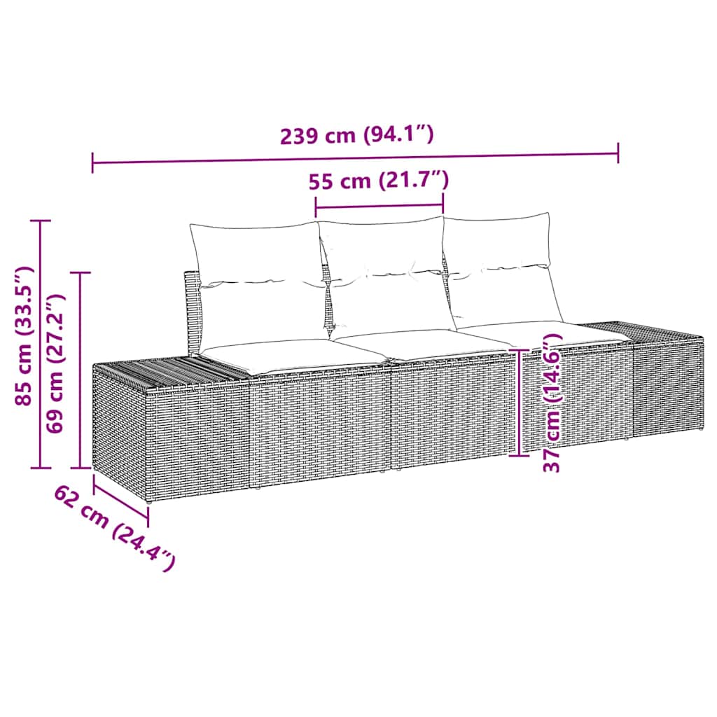 Bankstel met kussen 3 pcs Beige poly rattan is nu te koop bij PeponiXL, paradijselijk wonen!