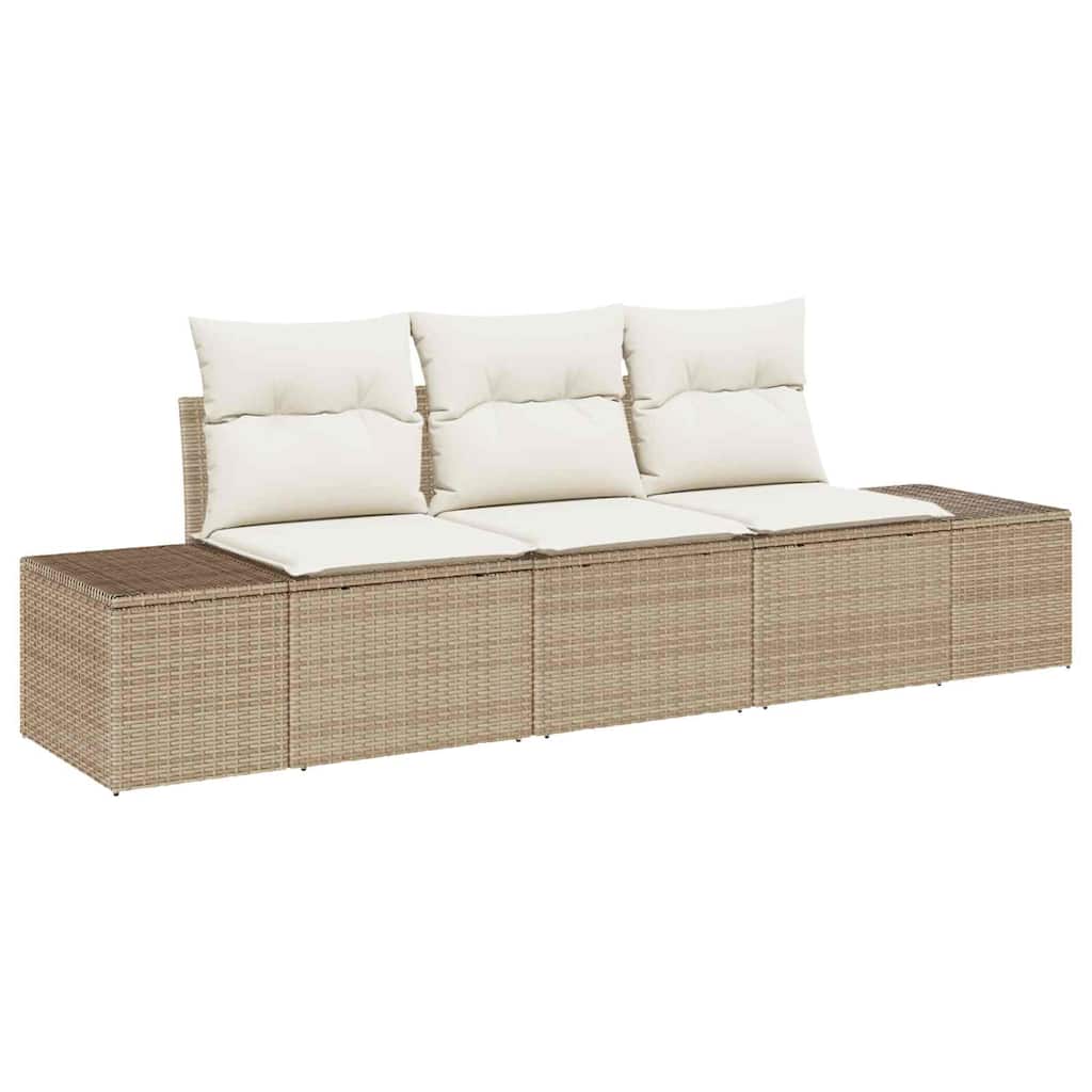 Bankstel met kussen 3 pcs Beige poly rattan is nu te koop bij PeponiXL, paradijselijk wonen!