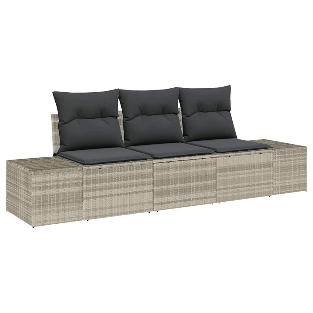 Bankstel met kussen 3 pcs Lichtgrijs poly rattan is nu te koop bij PeponiXL, paradijselijk wonen!