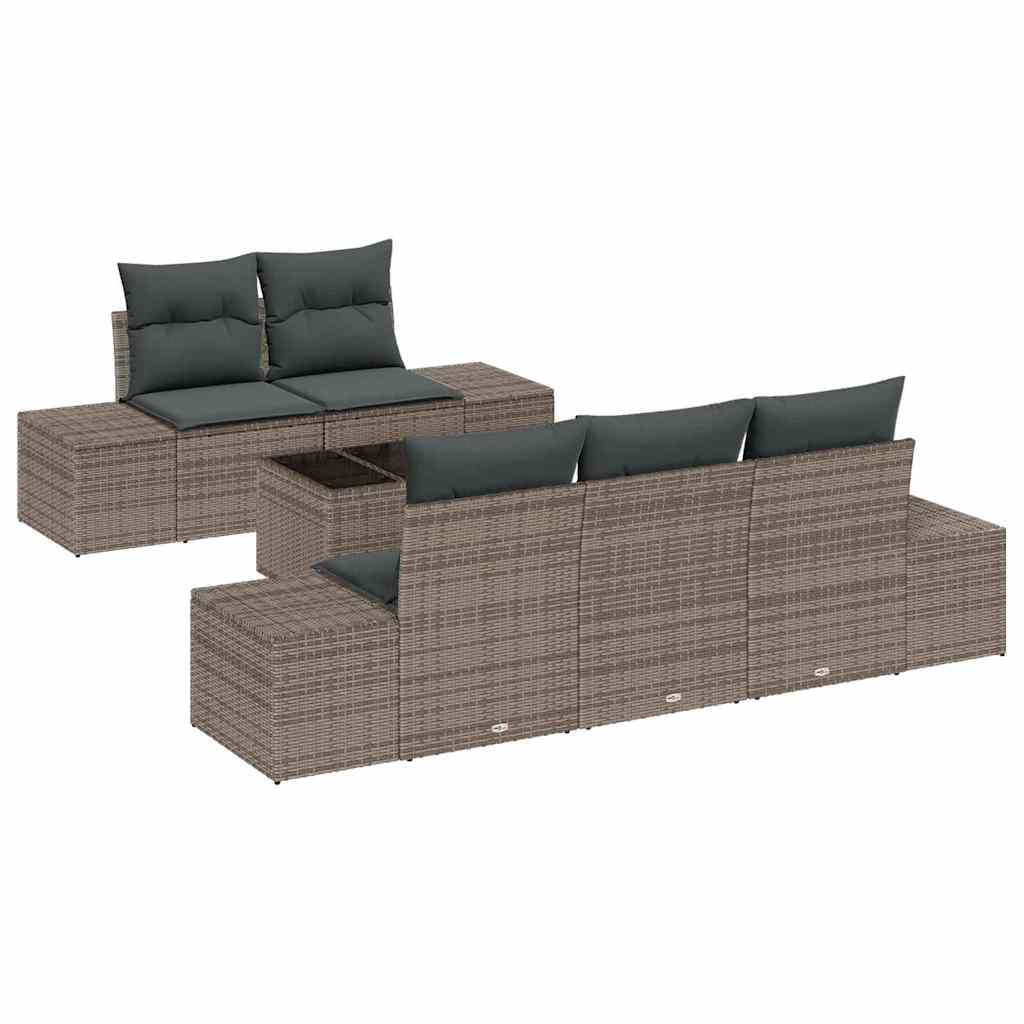 Tuin Sofa Set met kussen 6 pcs Grijs poly rattan is nu te koop bij PeponiXL, paradijselijk wonen!
