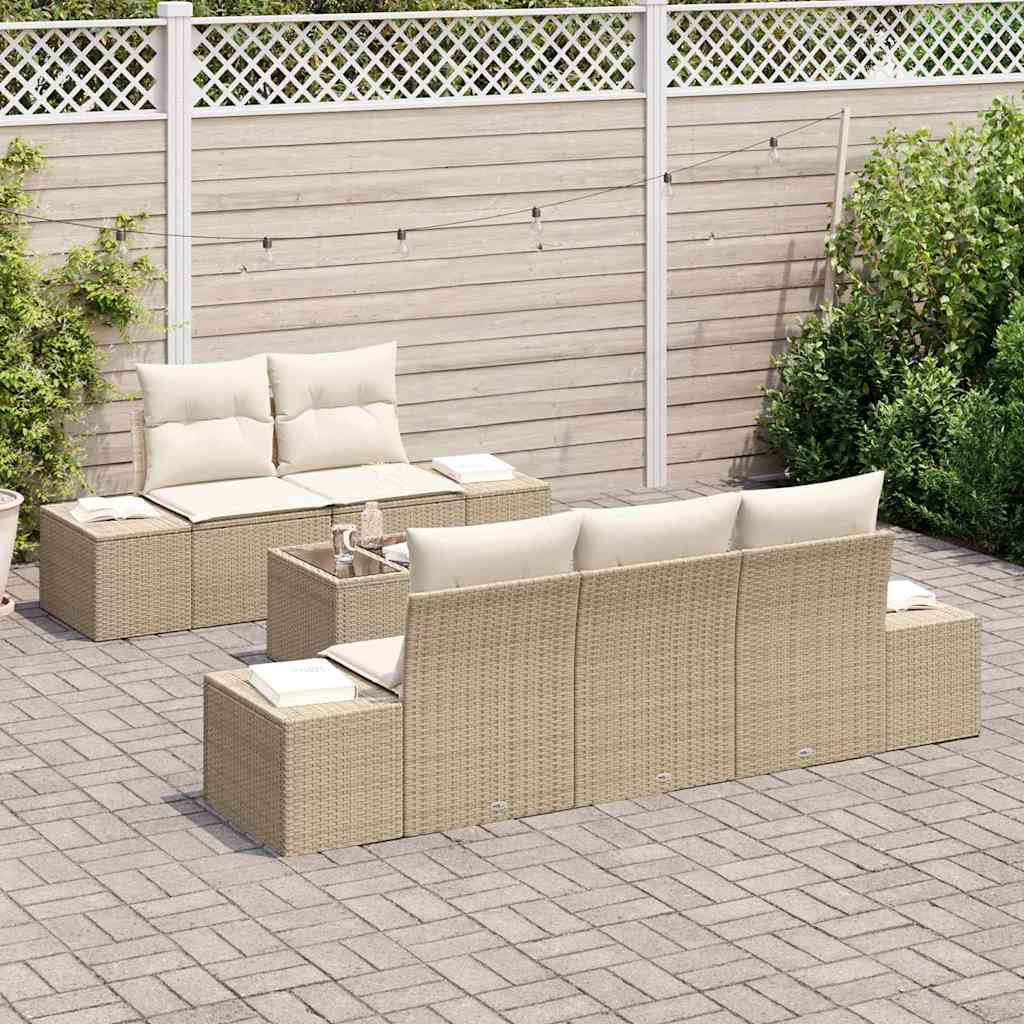 Tuin Sofa Set met kussen Beige poly rattan is nu te koop bij PeponiXL, paradijselijk wonen!
