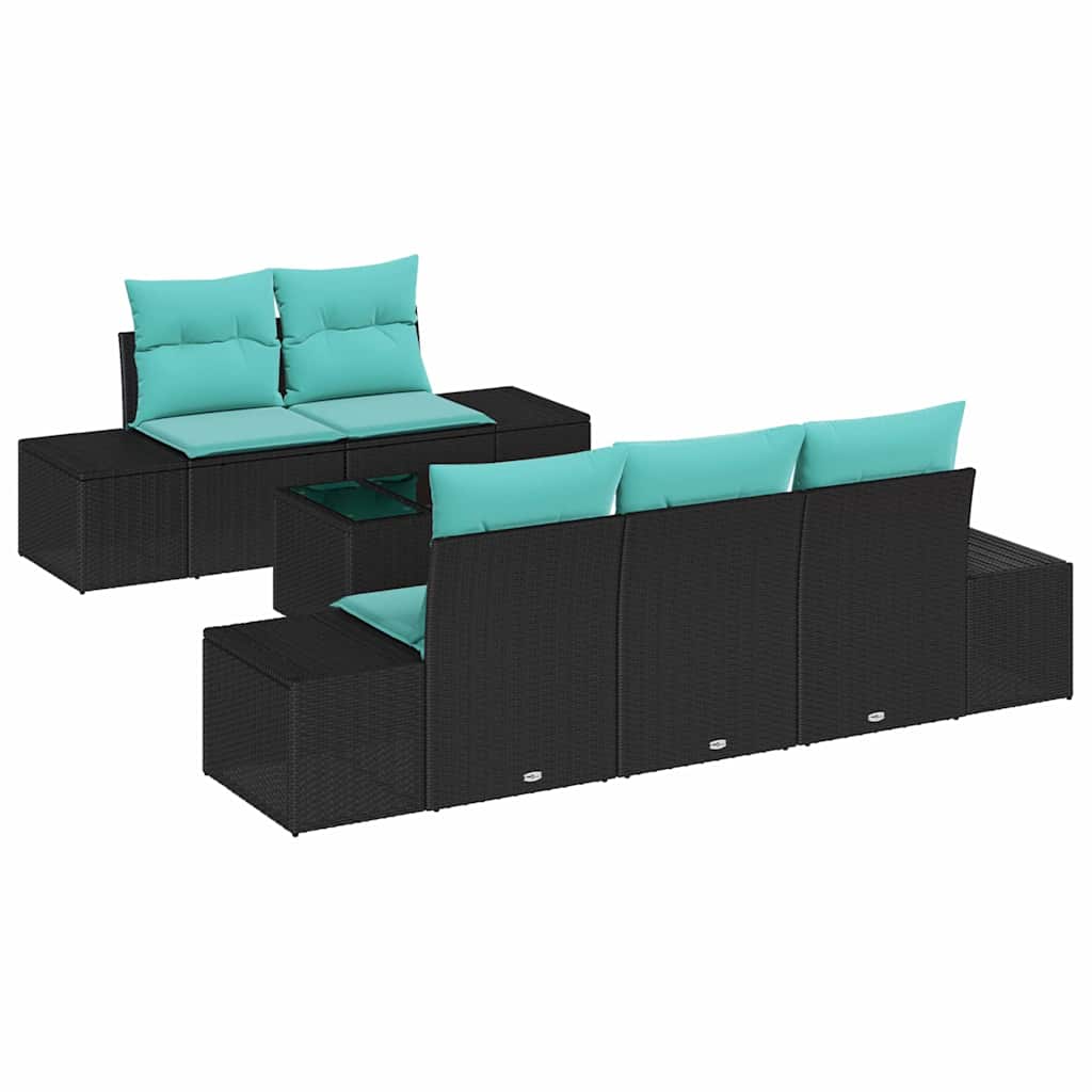 Tuin Sofa Set 6 st Zwart poly rattan