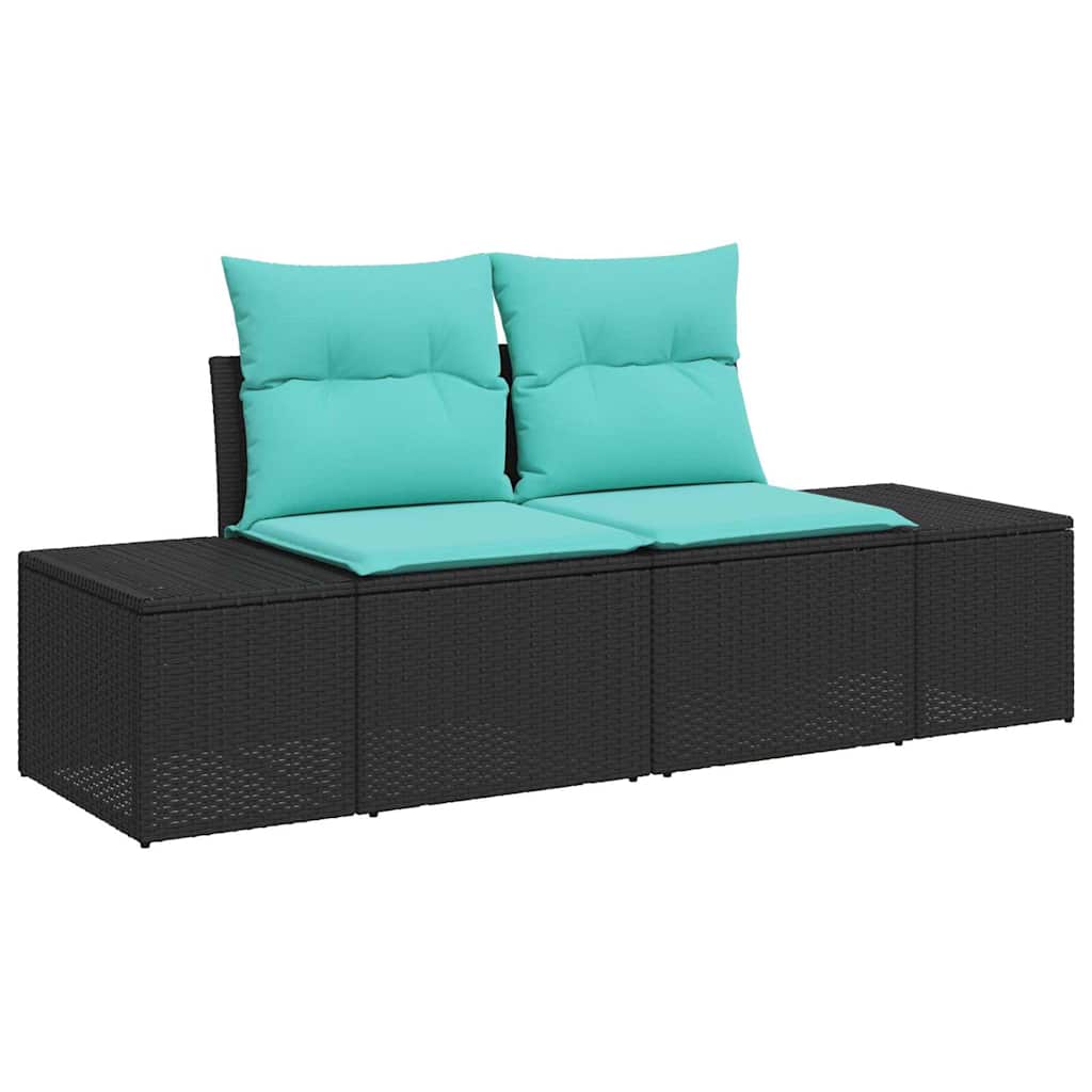 Tuin Sofa Set 6 st Zwart poly rattan