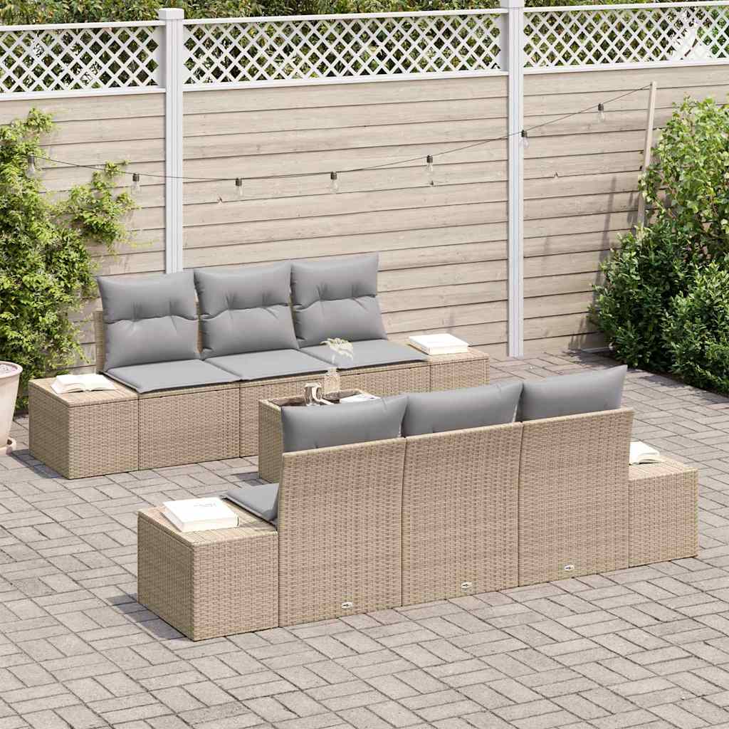 Tuin Sofa Set met kussen 7 pcs Beige poly rattan is nu te koop bij PeponiXL, paradijselijk wonen!