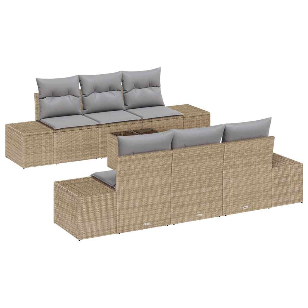 Tuin Sofa Set met kussen 7 pcs Beige poly rattan is nu te koop bij PeponiXL, paradijselijk wonen!