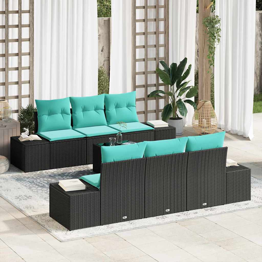 Tuin Sofa Set 7 st Zwart poly rattan