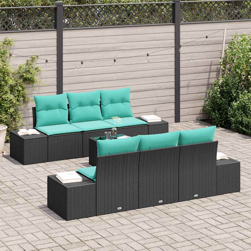Tuin Sofa Set 7 st Zwart poly rattan