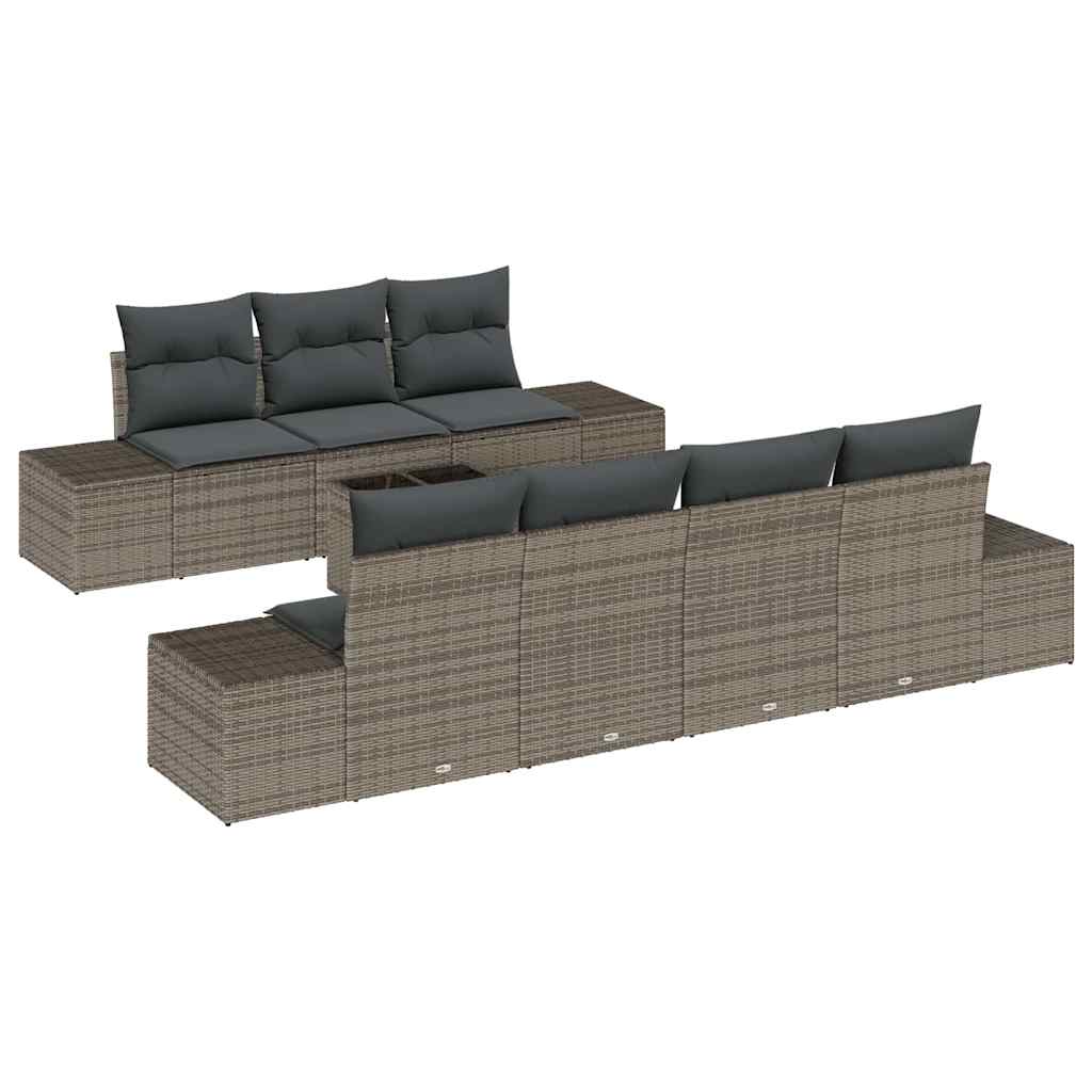 Tuin Sofa Set met kussen 8 pcs Grijs poly rattan is nu te koop bij PeponiXL, paradijselijk wonen!