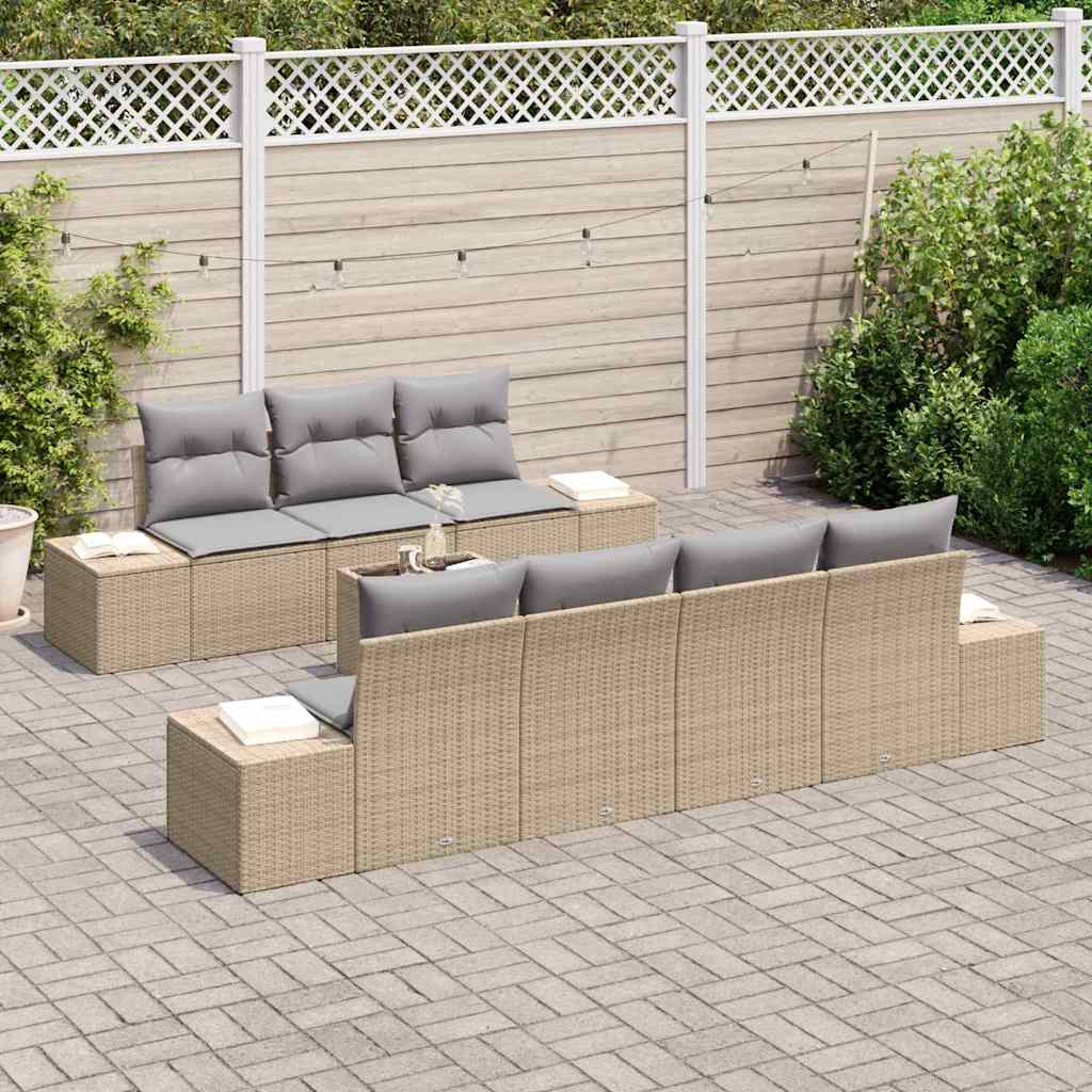 Tuin Sofa Set met kussen 8 pcs Beige poly rattan is nu te koop bij PeponiXL, paradijselijk wonen!