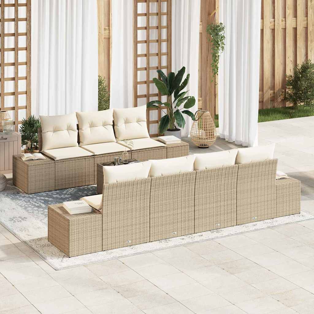 Tuin Sofa Set met kussen 8 pcs Beige poly rattan