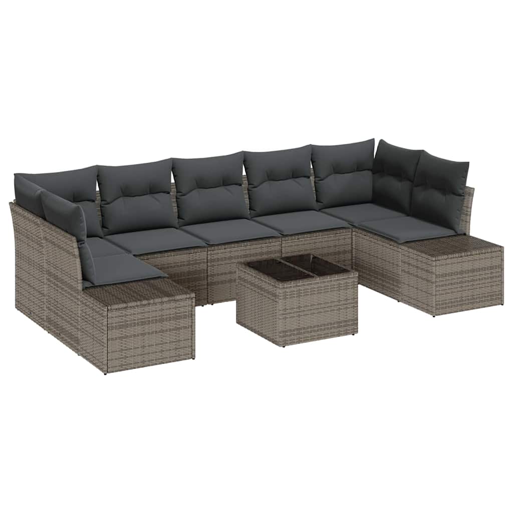 Tuin Sofa Set met kussen 8 pcs Grijs poly rattan is nu te koop bij PeponiXL, paradijselijk wonen!