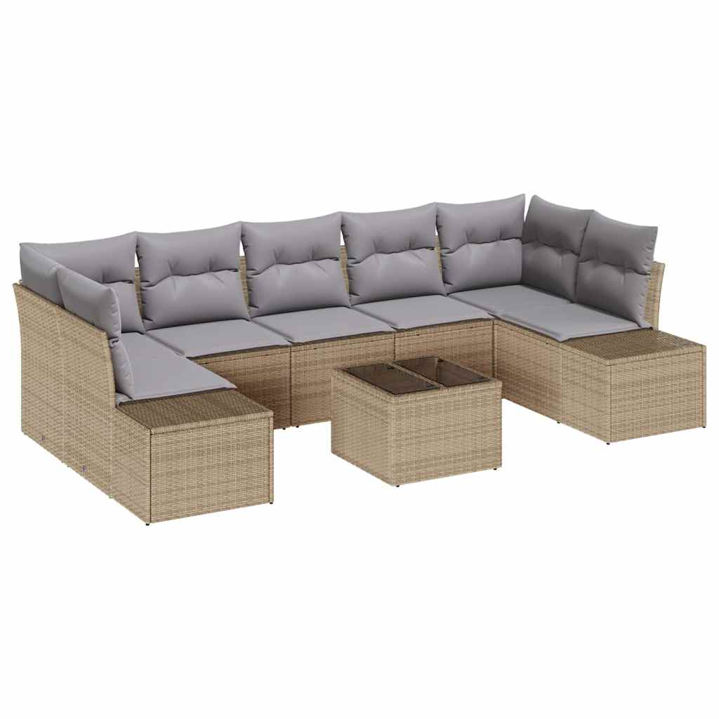 Tuin Sofa Set met kussen 8 pcs Beige poly rattan is nu te koop bij PeponiXL, paradijselijk wonen!