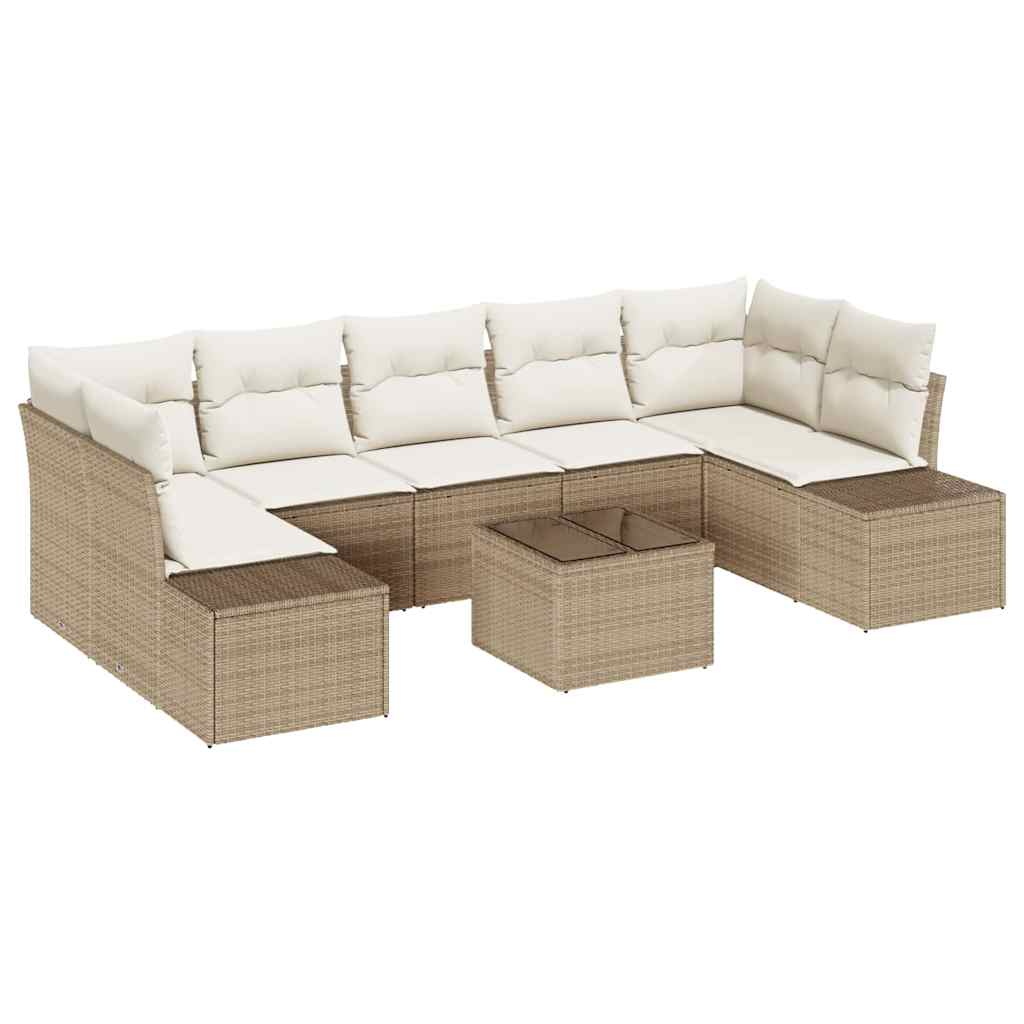 Tuin Sofa Set met kussen 8 pcs Beige poly rattan is nu te koop bij PeponiXL, paradijselijk wonen!
