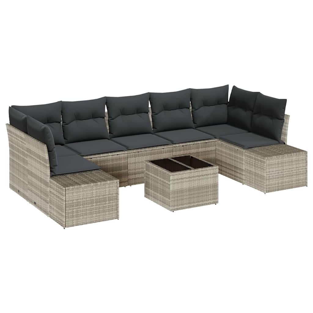 Tuin Sofa Set met kussen 8 pcs Lichtgrijs poly rattan is nu te koop bij PeponiXL, paradijselijk wonen!