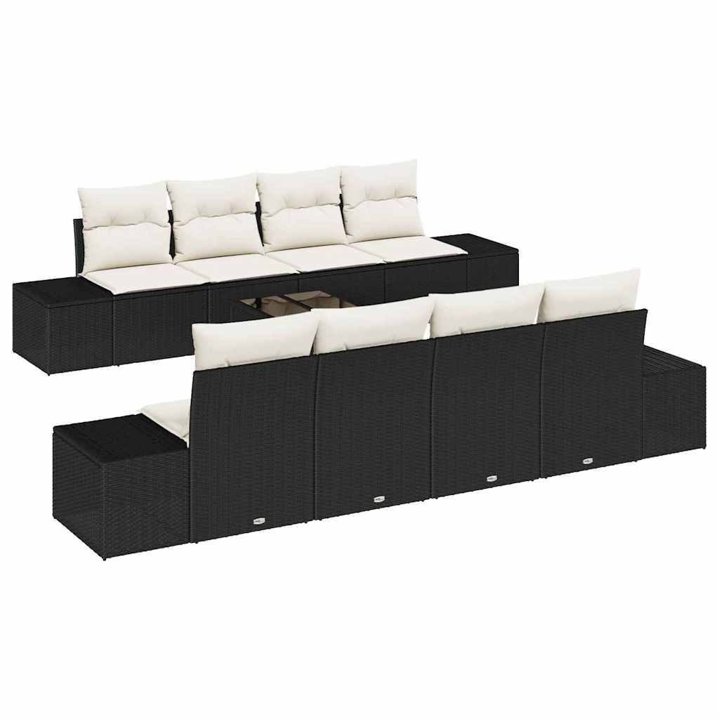 Tuin Sofa Set met kussen 7 pcs Zwart en Crème poly rattan is nu te koop bij PeponiXL, paradijselijk wonen!
