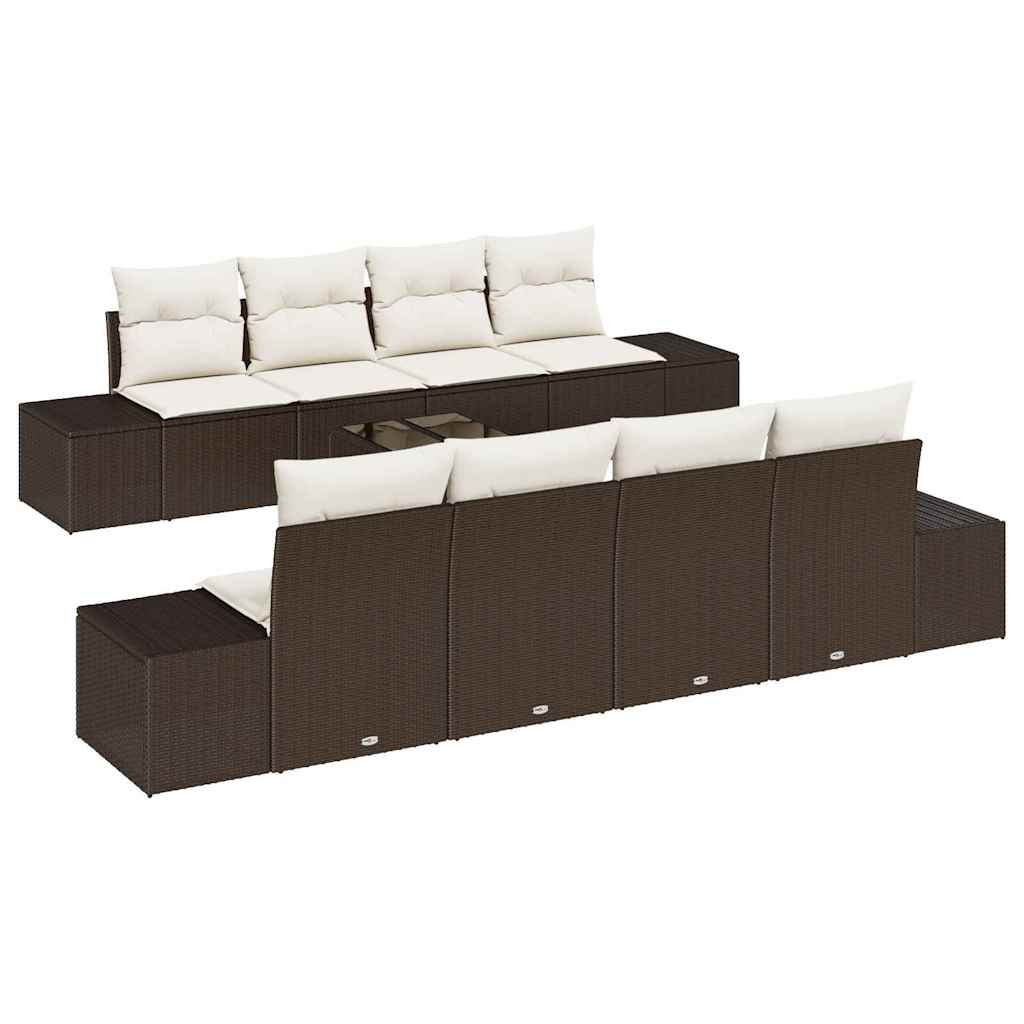 Tuin Sofa Set met kussen 7 pcs Bruin en crème poly rattan is nu te koop bij PeponiXL, paradijselijk wonen!