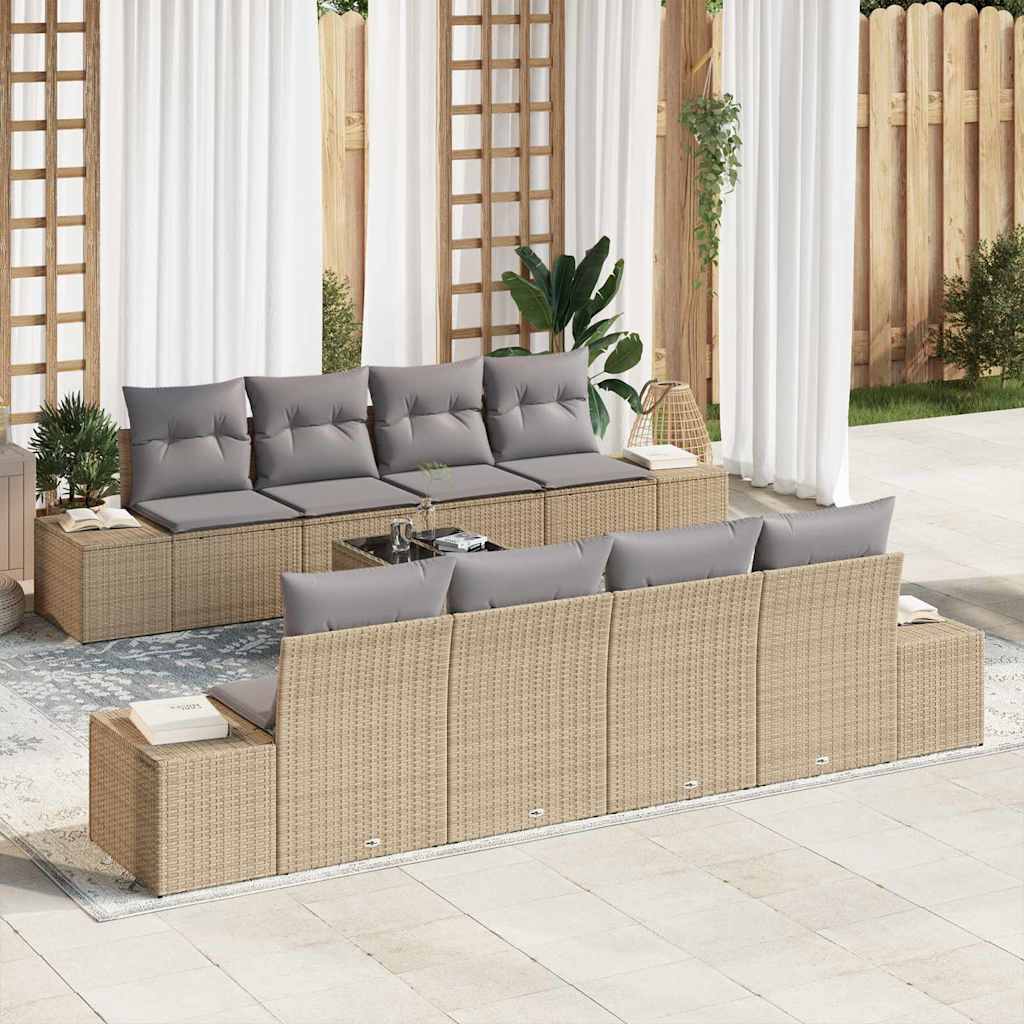 Tuin Sofa Set met kussen 7 pcs Beige en Licht Grijs poly rattan is nu te koop bij PeponiXL, paradijselijk wonen!