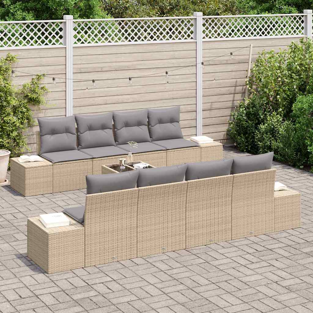 Tuin Sofa Set met kussen 7 pcs Beige en Licht Grijs poly rattan is nu te koop bij PeponiXL, paradijselijk wonen!