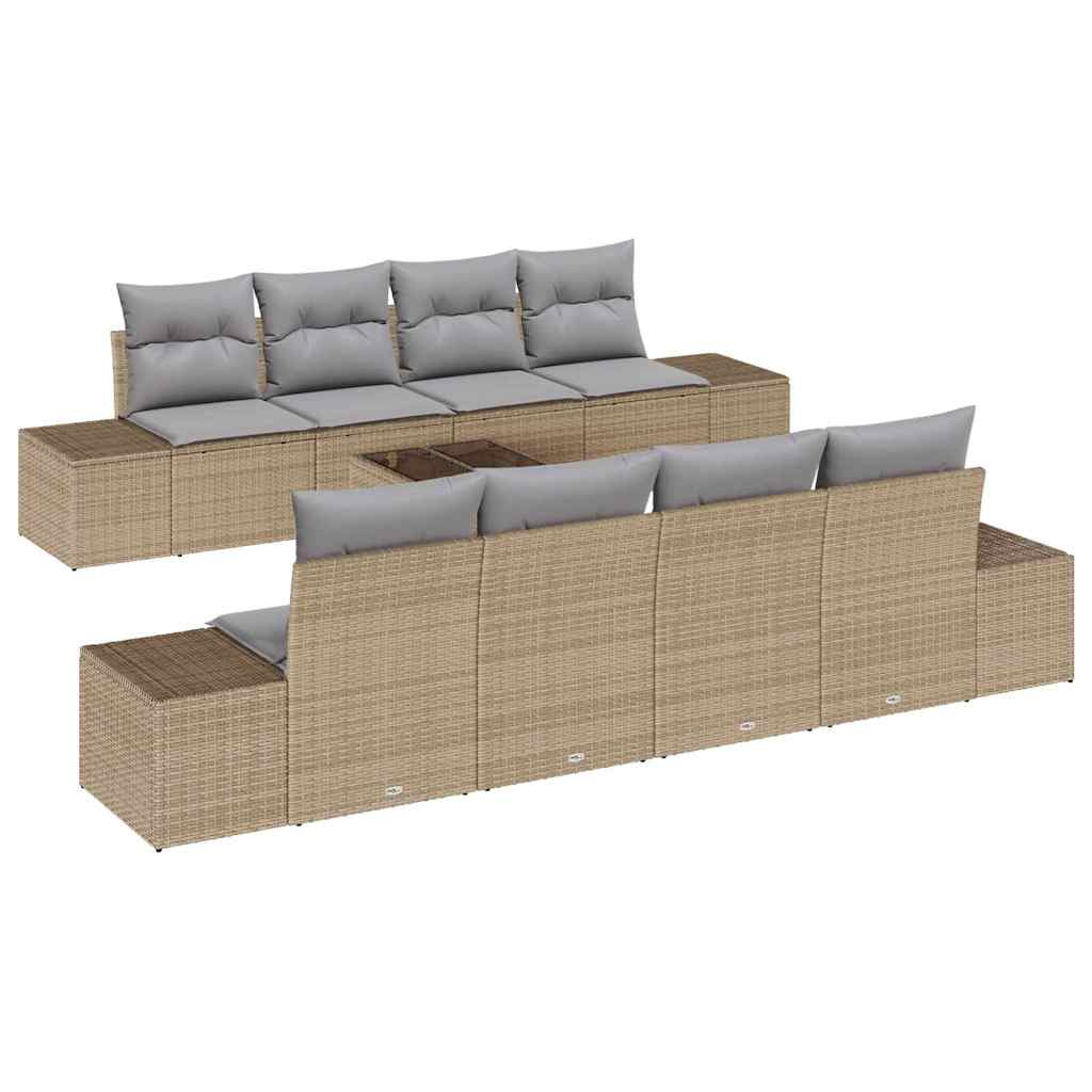 Tuin Sofa Set met kussen 7 pcs Beige en Licht Grijs poly rattan is nu te koop bij PeponiXL, paradijselijk wonen!