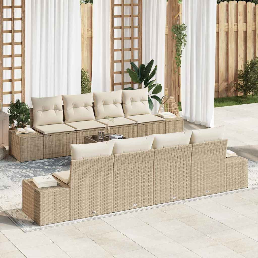 Tuin Sofa Set met kussen 7 pcs Beige en Crème poly rattan is nu te koop bij PeponiXL, paradijselijk wonen!