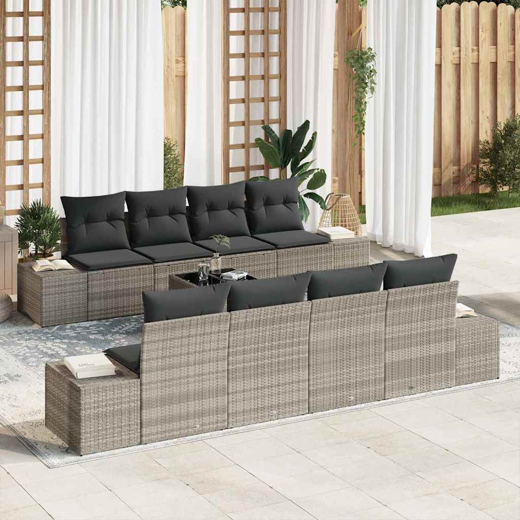 Tuin Sofa Set met kussen 7 pcs Lichtgrijs poly rattan is nu te koop bij PeponiXL, paradijselijk wonen!