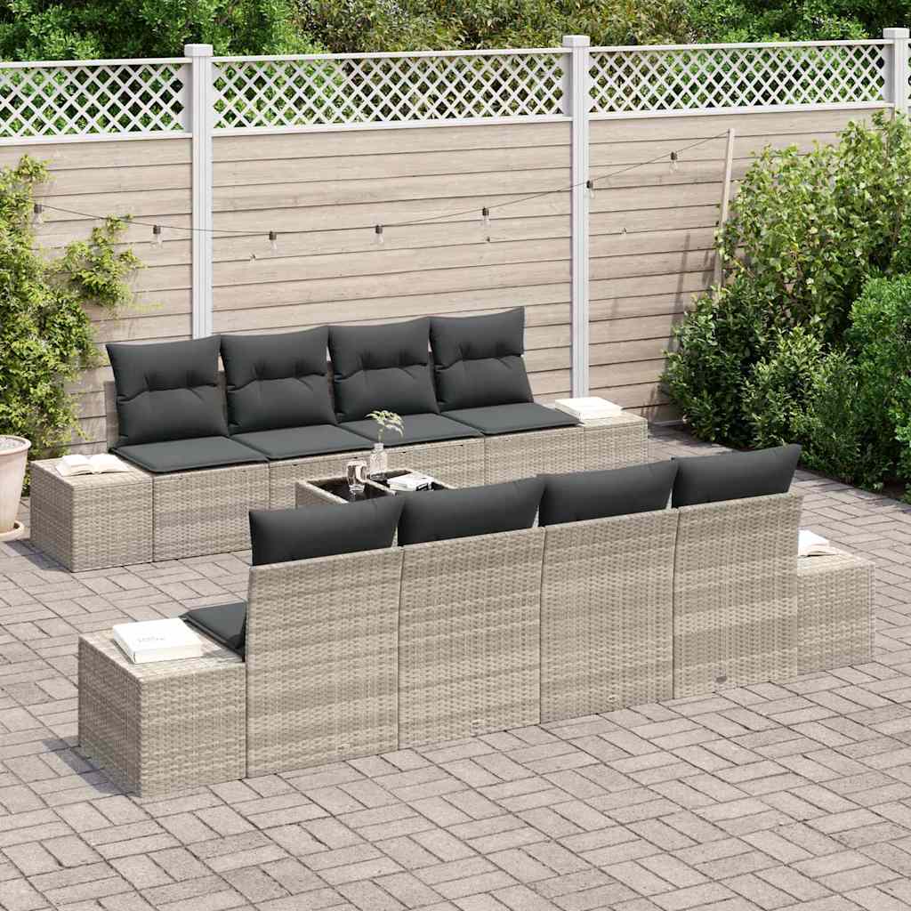 Tuin Sofa Set met kussen 7 pcs Lichtgrijs poly rattan is nu te koop bij PeponiXL, paradijselijk wonen!