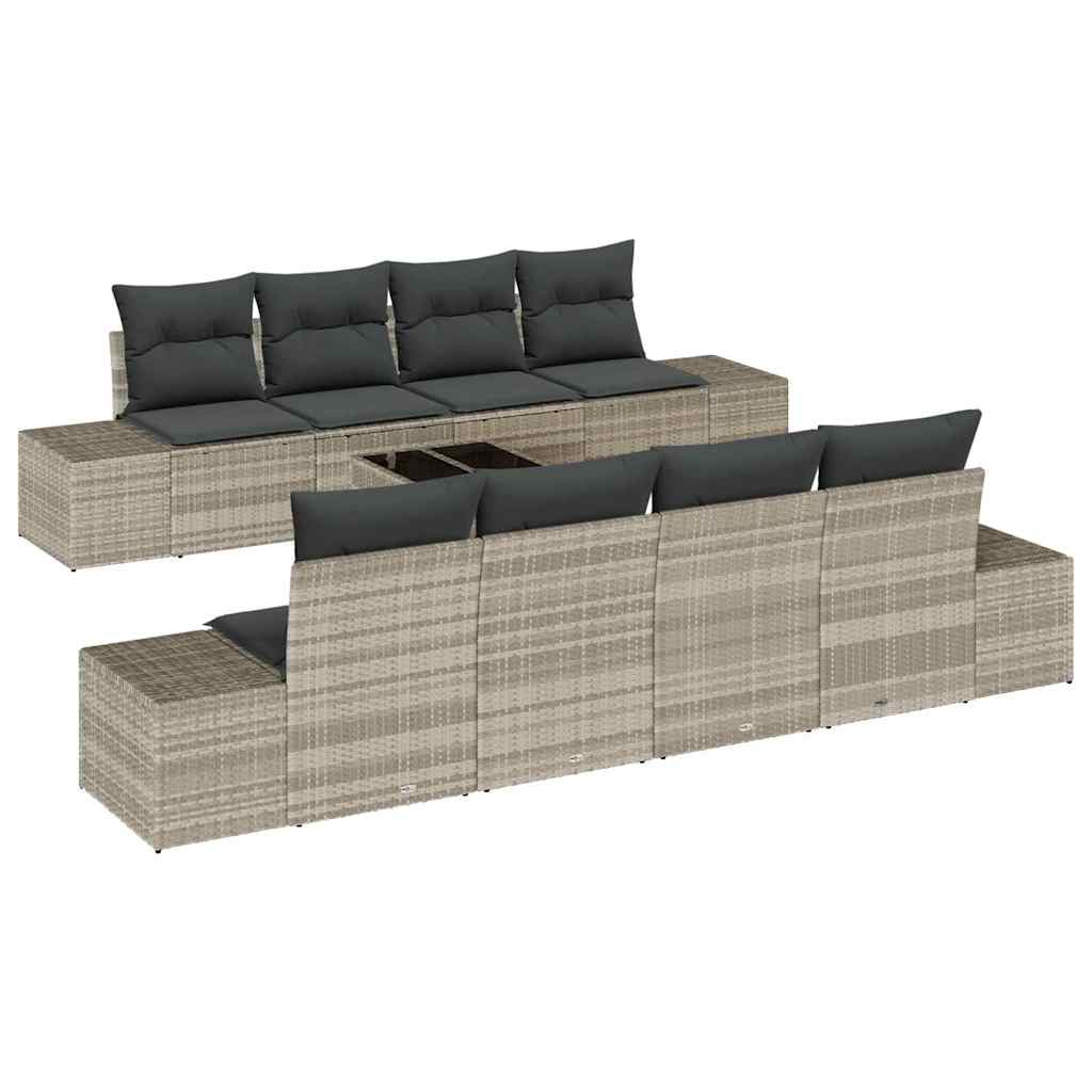 Tuin Sofa Set met kussen 7 pcs Lichtgrijs poly rattan is nu te koop bij PeponiXL, paradijselijk wonen!