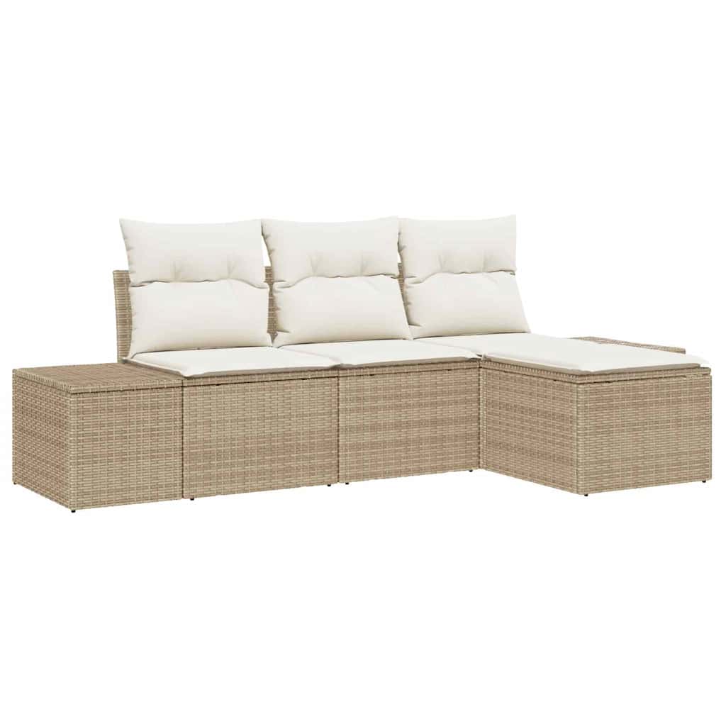 Tuin Sofa Set met kussen 4 pcs Beige poly rattan is nu te koop bij PeponiXL, paradijselijk wonen!