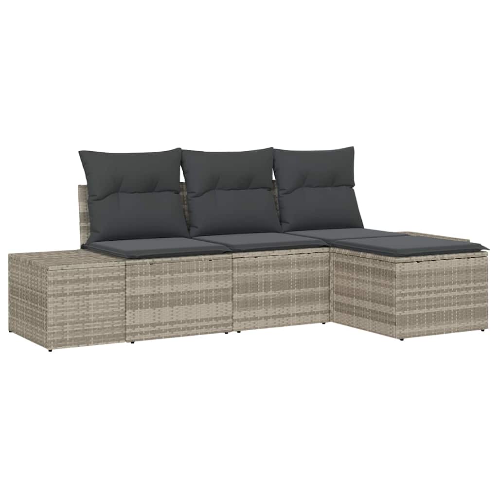 Tuin Sofa Set met kussen 4 pcs Lichtgrijs poly rattan is nu te koop bij PeponiXL, paradijselijk wonen!
