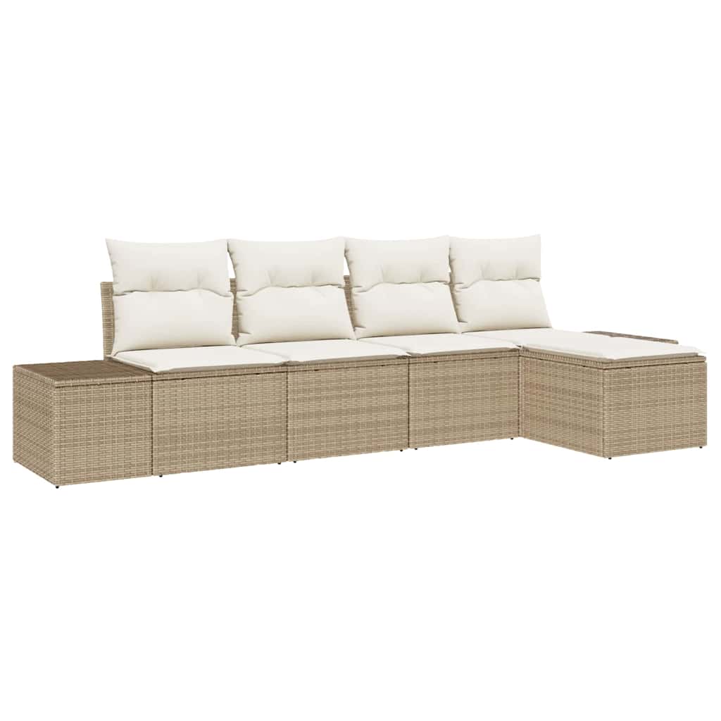 Tuin Sofa Set met kussen 5 pcs Beige poly rattan