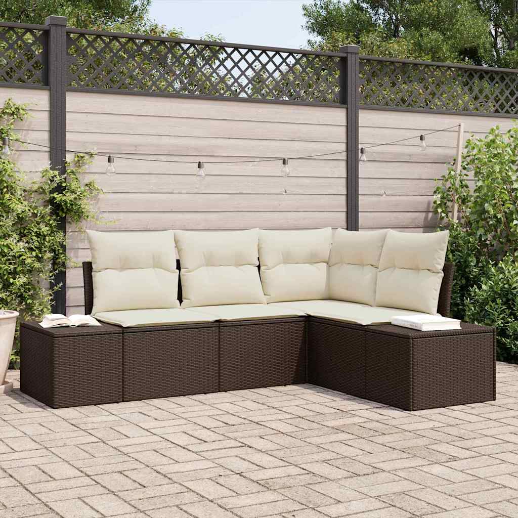 Tuin Sofa Set 4 pcs Bruin poly rattan is nu te koop bij PeponiXL, paradijselijk wonen!