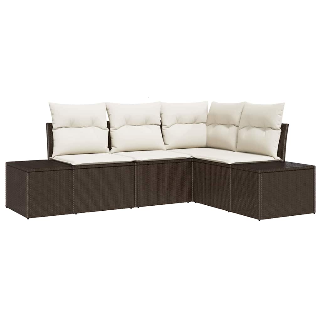 Tuin Sofa Set 4 pcs Bruin poly rattan is nu te koop bij PeponiXL, paradijselijk wonen!