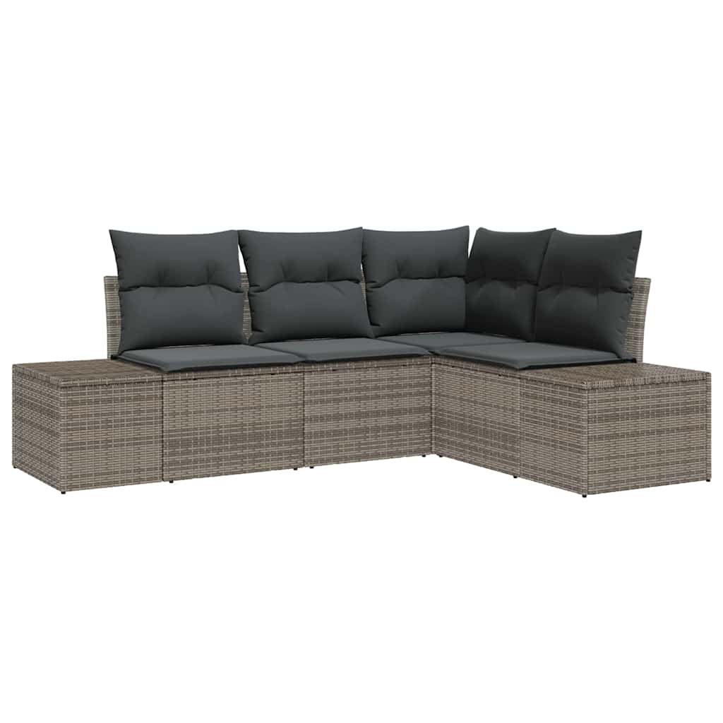Tuin Sofa Set 4 pcs Grijs poly rattan is nu te koop bij PeponiXL, paradijselijk wonen!