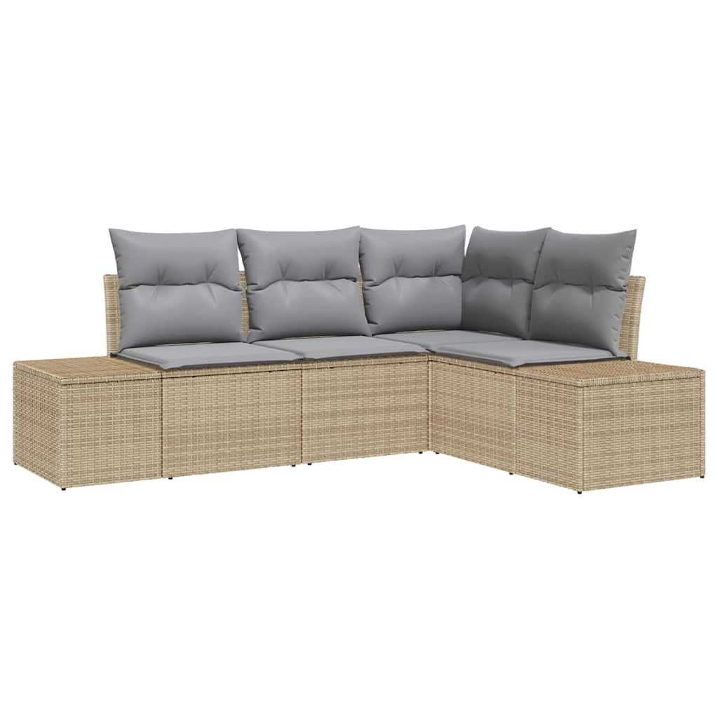 Tuin Sofa Set 4 pcs Beige poly rattan is nu te koop bij PeponiXL, paradijselijk wonen!
