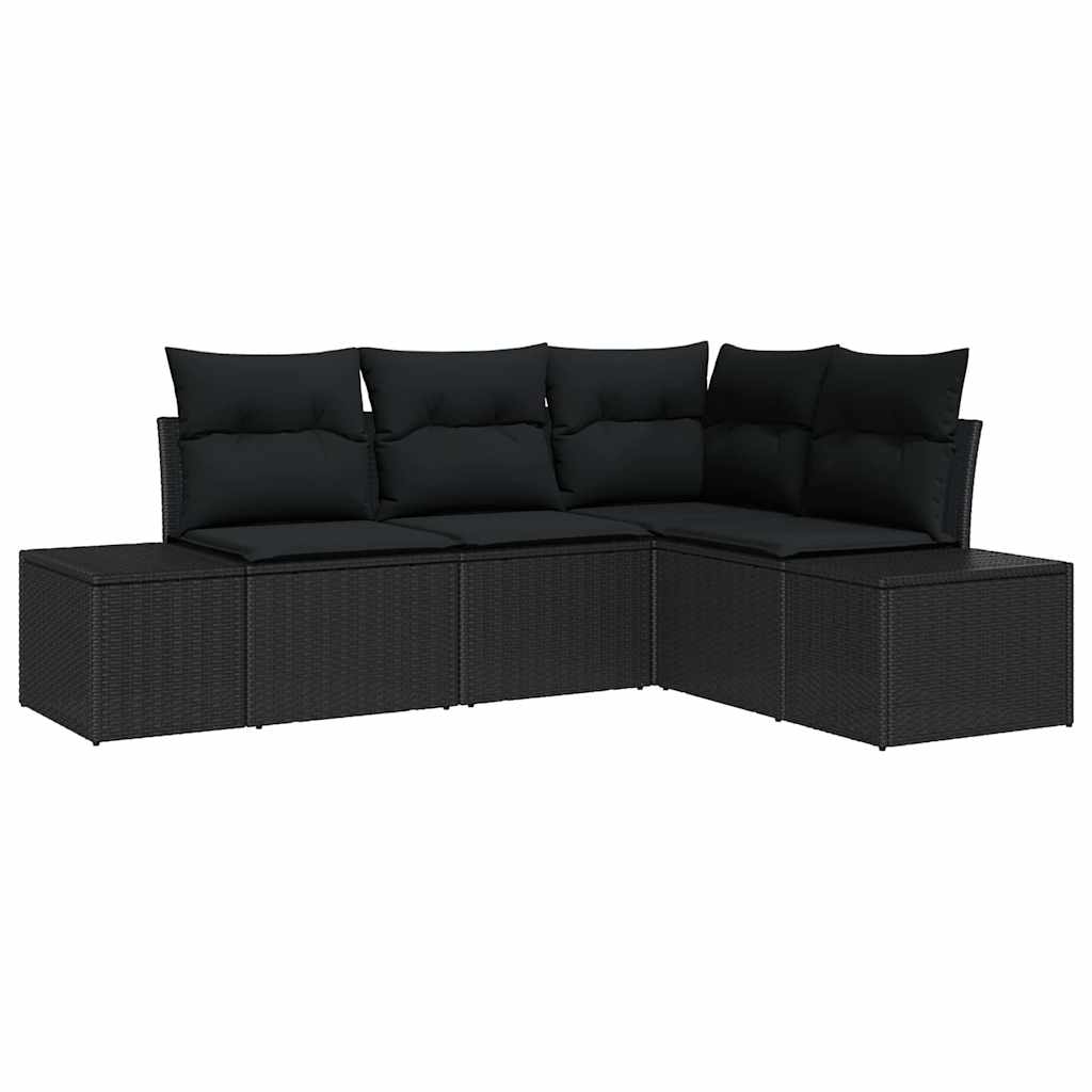 Tuin Sofa Set 4 pcs Zwart poly rattan is nu te koop bij PeponiXL, paradijselijk wonen!