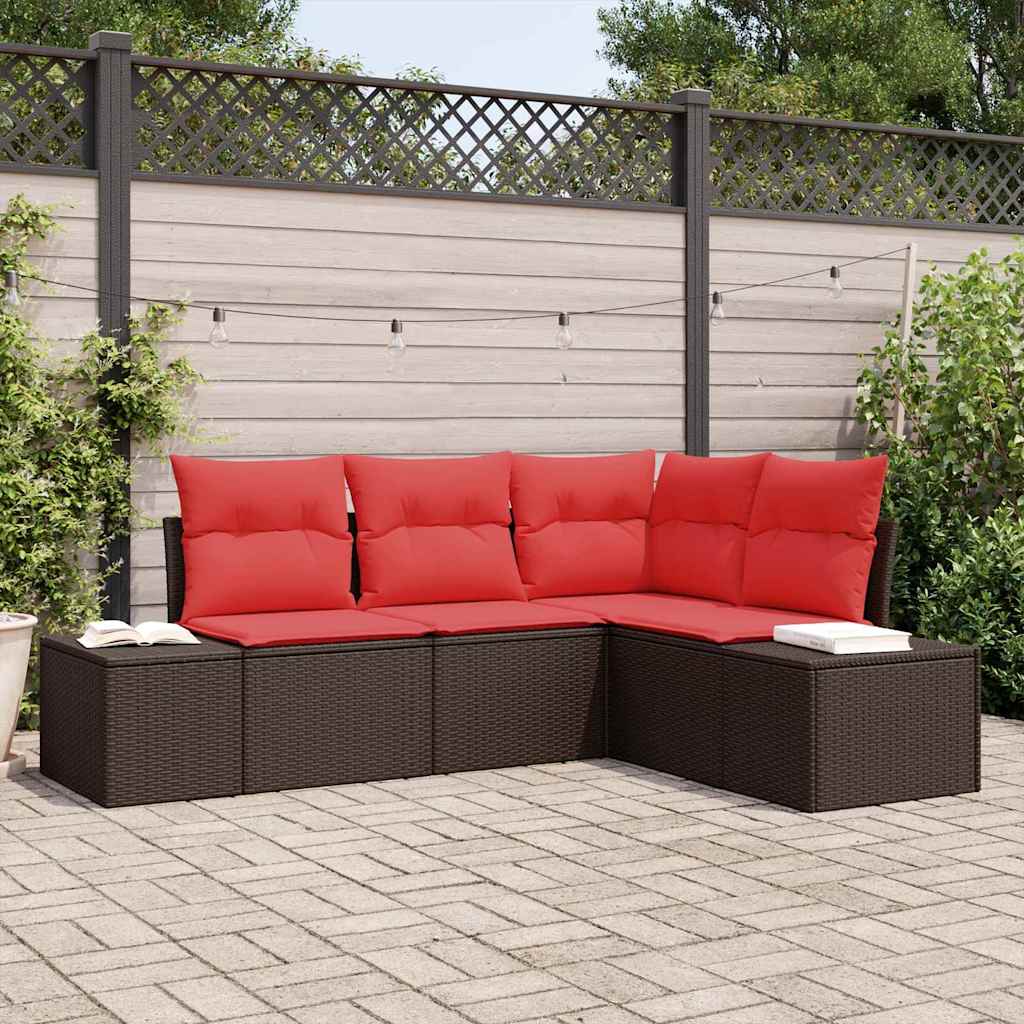 Tuin Sofa Set met kussen 4 pcs Bruin poly rattan is nu te koop bij PeponiXL, paradijselijk wonen!