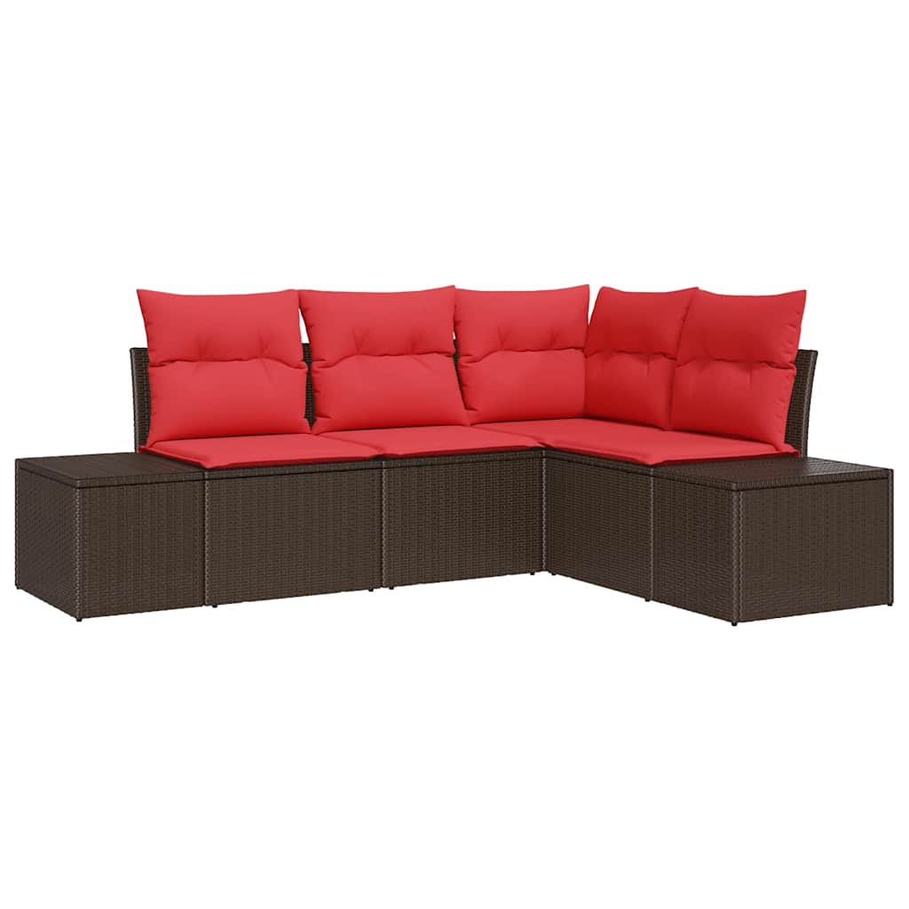 Tuin Sofa Set met kussen 4 pcs Bruin poly rattan is nu te koop bij PeponiXL, paradijselijk wonen!