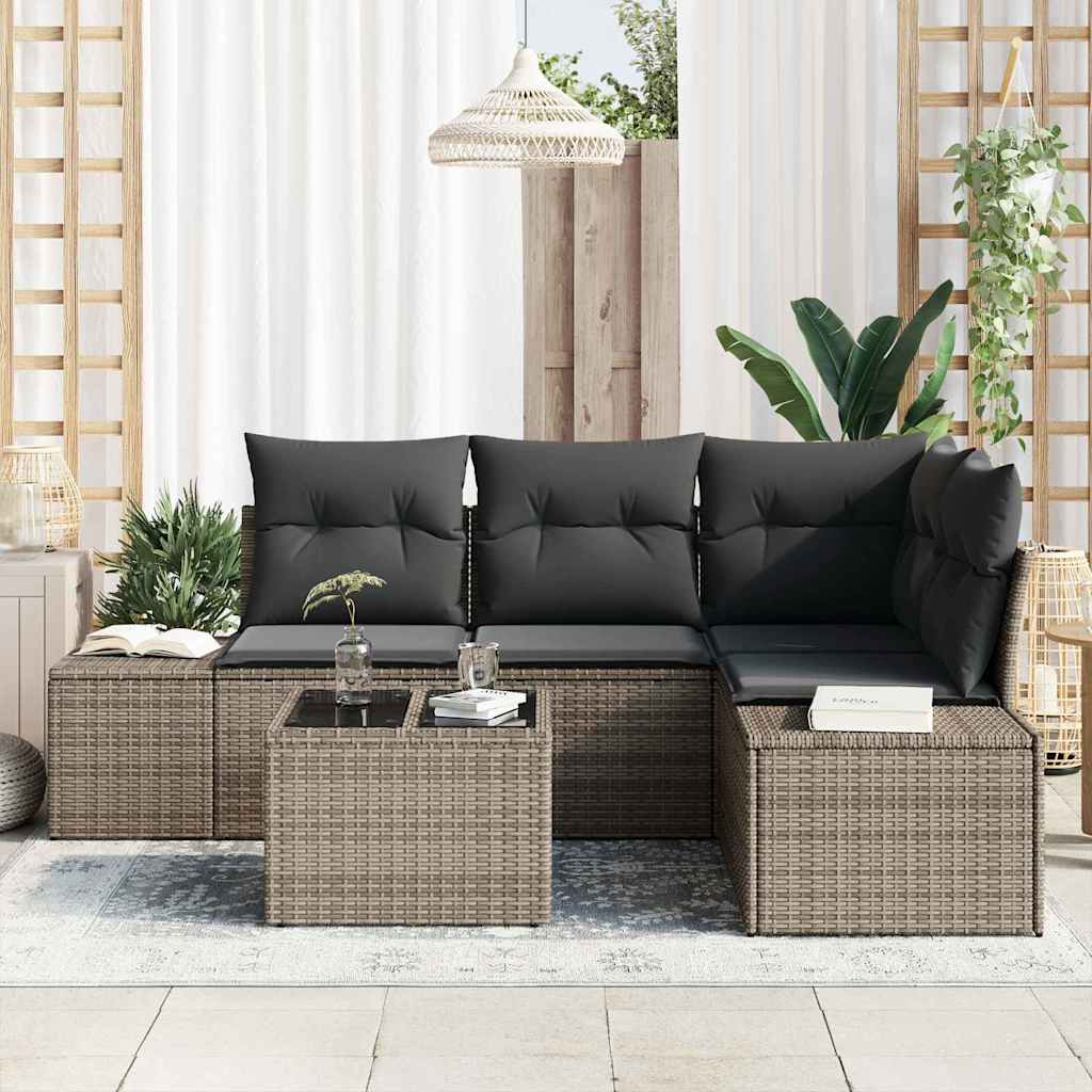 Tuin Sofa Set 5 pcs Grijs poly rattan is nu te koop bij PeponiXL, paradijselijk wonen!